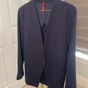 SPANX Navy The Perfect Collarless Cutaway Relaxed Women's Classic Navy Blazer L